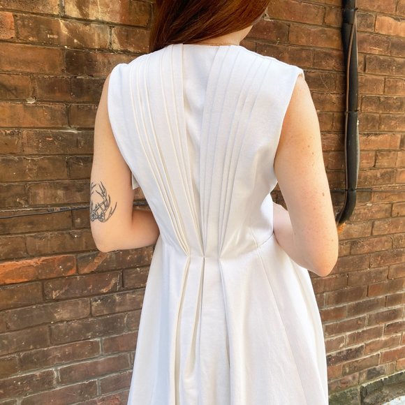 Emilia Wickstead “Madaline” white denim dress with pleated back, size 8UK - Picture 10 of 11